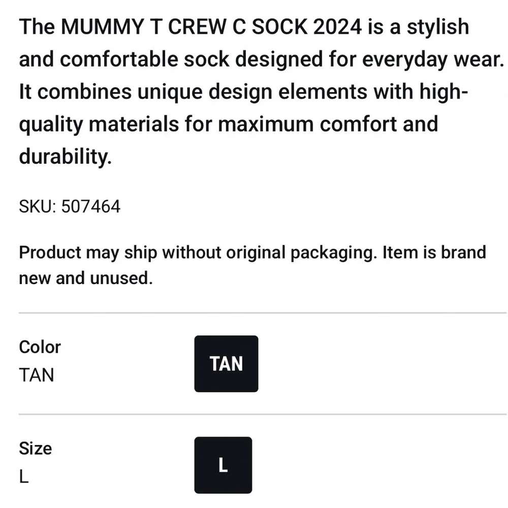 Stance MUMMY T CREW C SOCK L